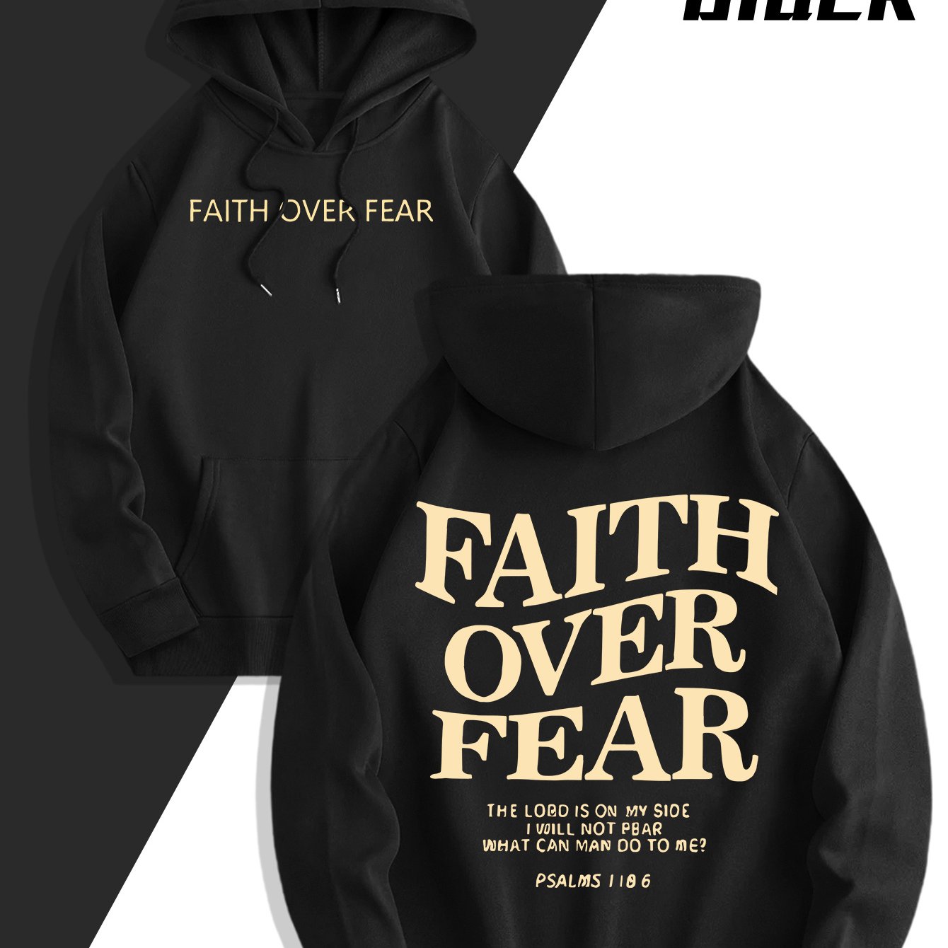 Men'S Sweatshirt - "Faith Over Fear" Inspirational, Relaxed Fit Hoodie - Maximus Echo
