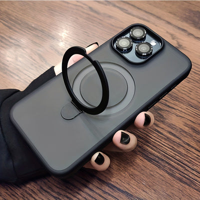 For iPhone 11/12/13/14/15/16 Pro Max Plus, Luxury Magnetic Holder Armor Shockproof Wireless Charging Phone Case - Maximus Echo