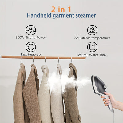 2-in-1 Handheld Garment Steamer , Fast Heat-Up, Detachable Water Tank, Travel-Size Fabric for Home & Travel - 800W, 110V, US Plug - Maximus Echo