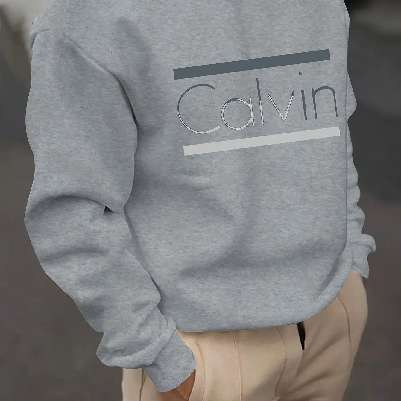 Brown Casual Pullover with "Calvin" Print, Comfortable H-Fit for Outdoor Maximus Echo