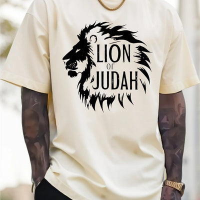 Lion of Judah Graphic T-Shirt - Men'S Red Tee with Bold Black Lion Design - Maximus Echo