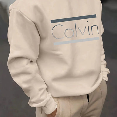 Brown Casual Pullover with "Calvin" Print, Comfortable H-Fit for Outdoor Maximus Echo