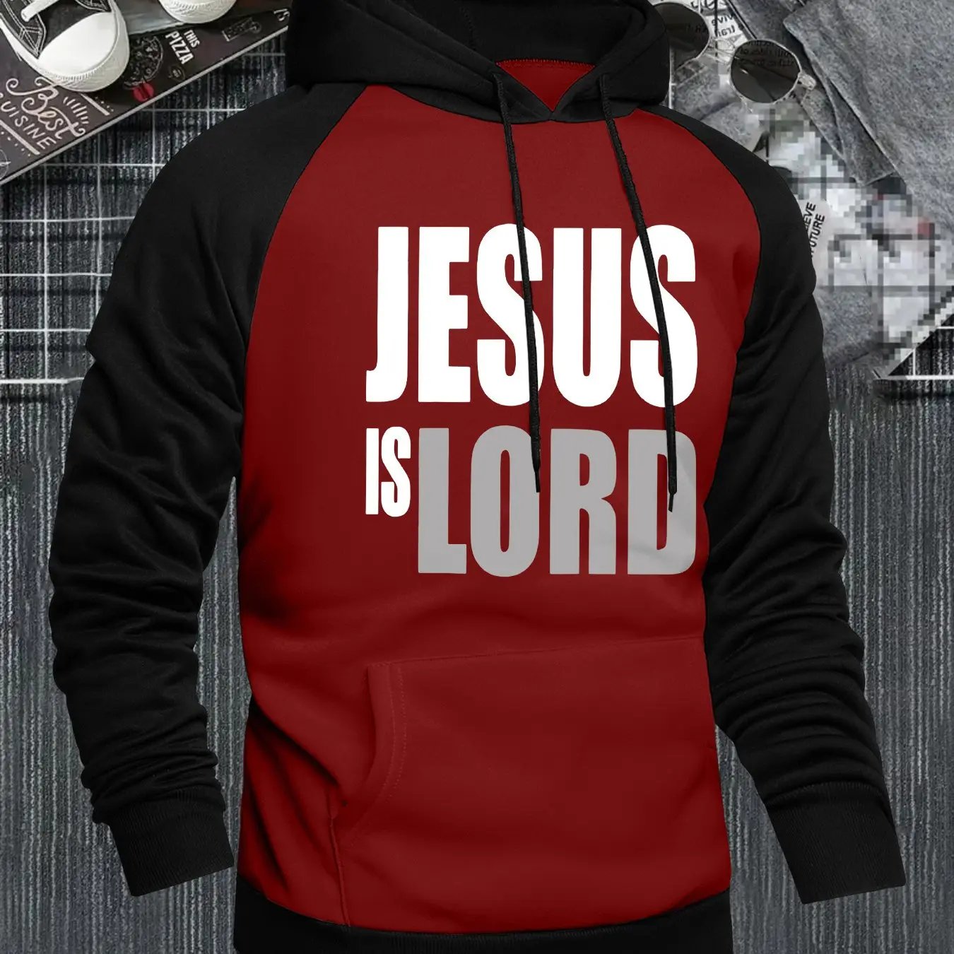 Men's Jesus is Lord Print Hooded Sweatshirt