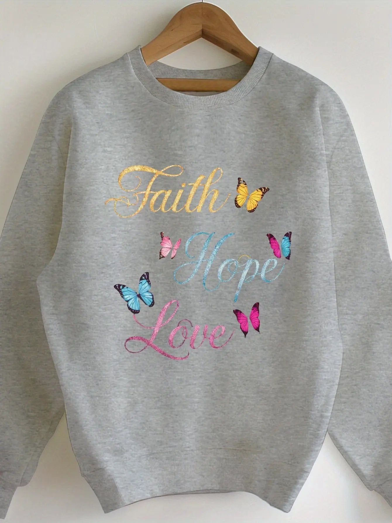 Women'S Faith Love Inspirational Sweatshirt - Long Sleeve Crewneck Maximus Echo