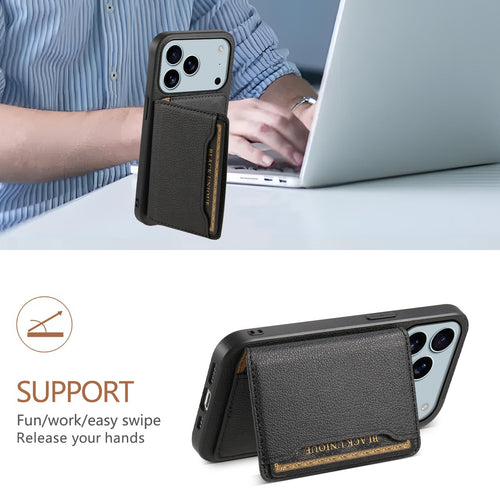 The Denior Phone Case Is Designed for The for iphone 17 Air/Pro/Pro Max Series, Featuring a Lychee Pattern Made of Faux Leather. It Includes Three Card Slots for Holding Credit Cards, ID Cards, Or Cash. This Phone Case Is Ele Maximus Echo