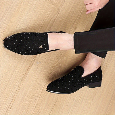Plus Size Men's Solid Color Slip On Low Heel Loafer Shoes, Comfy Non Slip Durable Rubber Sole Fabric Dress Shoes, Men's Footwear - Maximus Echo