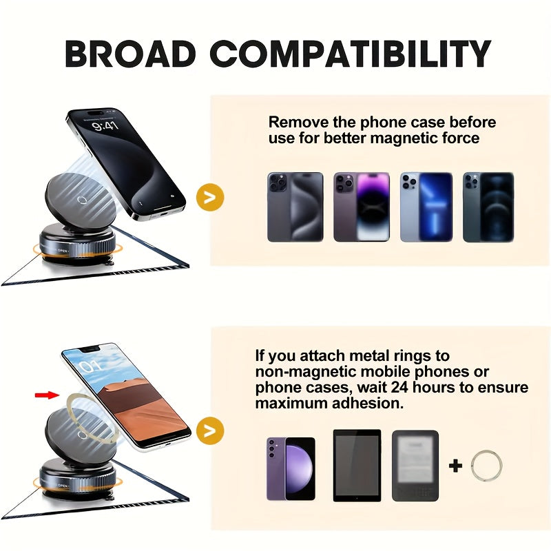 2025 Model 360° Adjustable Vacuum Suction Phone Holder, Car, Kitchen, Bathroom - Stable and Secure, Fits All Smartphones,| Fashionable Phone Stand | Vacuum Suction Tech - Maximus Echo