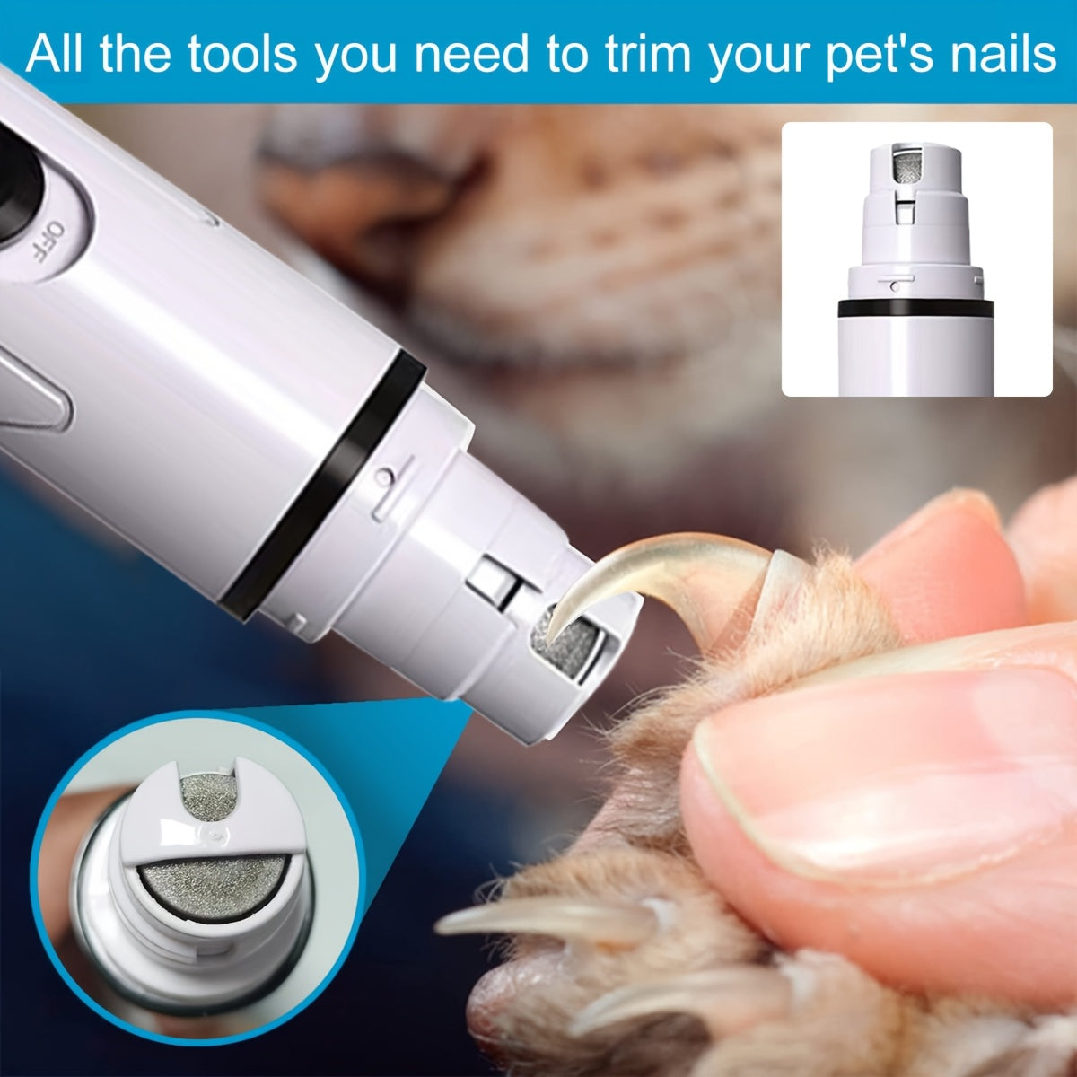 USB Rechargeable Pet Nail Grinder for Dogs & Cats - Gentle Paw Trimming Tool, Safe Electric Claw Grooming Kit, Ideal for Beginners - Maximus Echo