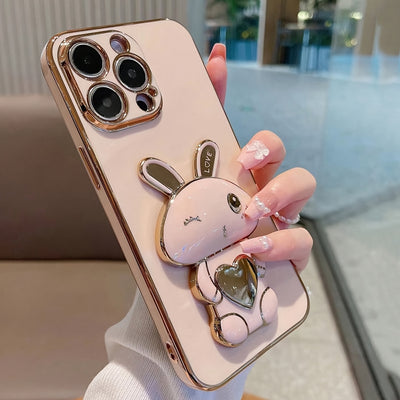 Cute And Minimalist Electroplated Rabbit Stand Case Designed for Iphone - Maximus Echo