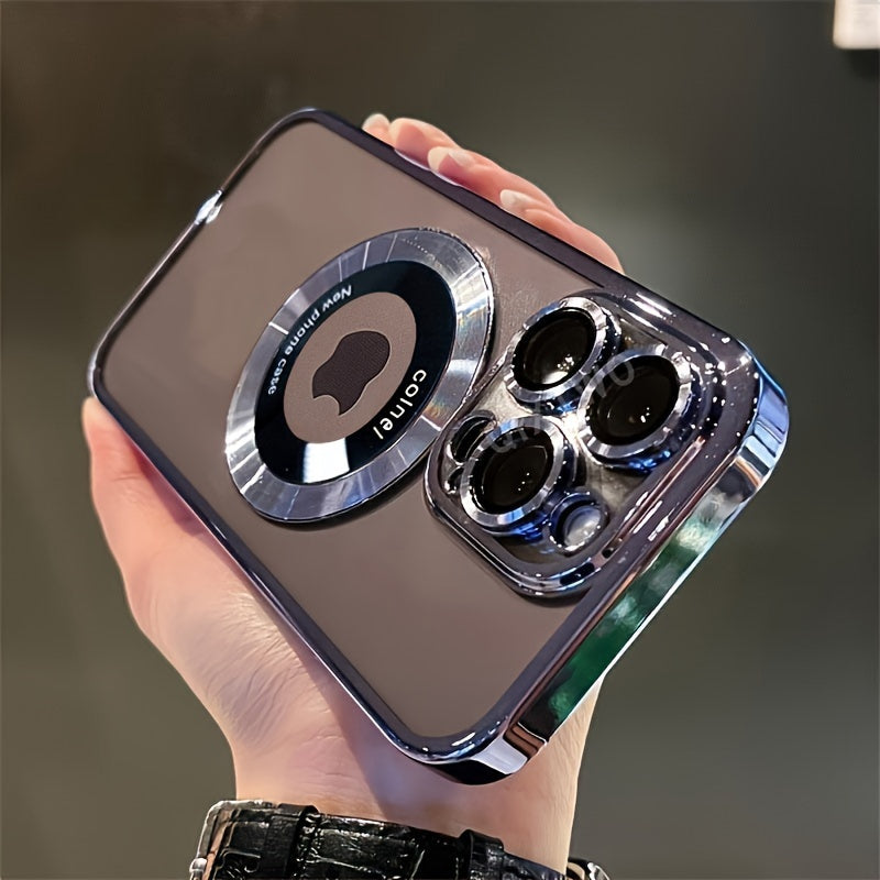 Luxury Phone Case | Transparent Magnetic Electroplated Hollow Logo TPU Shockproof for Iphone 11/12/13/14/15/16 Pro Max Plus - Maximus Echo