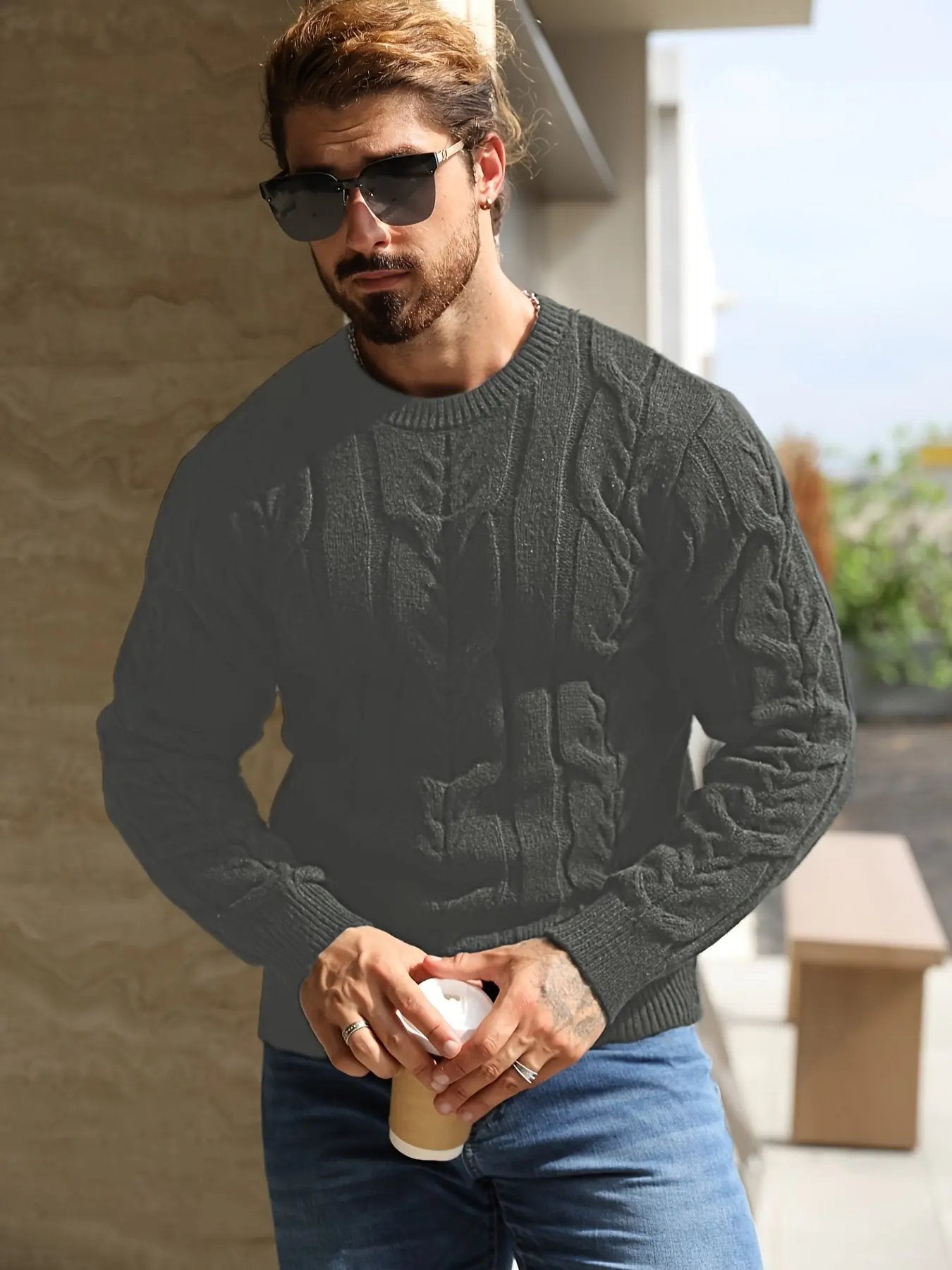 Crewneck Long Sleeve, Machine Washable H-Fit Ribbed Trim for Autumn Winter, Medium Elasticity Fabric Maximus Echo