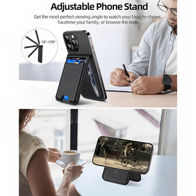 For Mag-safe Wallet, Works With Apple Find My, Strongest Magnetic Wallet For iPhone 17/16/15/14/13/12 Series, For IPhone Wallet With Adjustable Stand, Wallet Tracker, 6 Cards Holder, PU Leather, Halloween Gift, Christmas Gift Maximus Echo