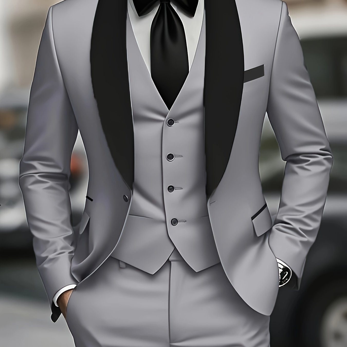 Men's 3pcs suit, plain color green fruit collar suit with jacket and formal trousers, suitable for business gatherings, graduation ceremonies, weddings and parties - Maximus Echo
