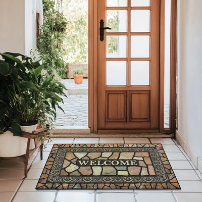 Non-Slip Stone Pattern Welcome Doormat Indoor Outdoor Entrance Carpet Home Decor Floor Mats - Maximus Echo