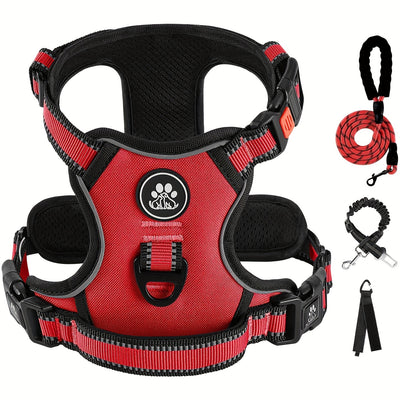Reflective Adjustable No Pull Dog Harness | Breathable Dog Collar With Handle, No Choke Pet Vest For Small And Large Dogs - Maximus Echo