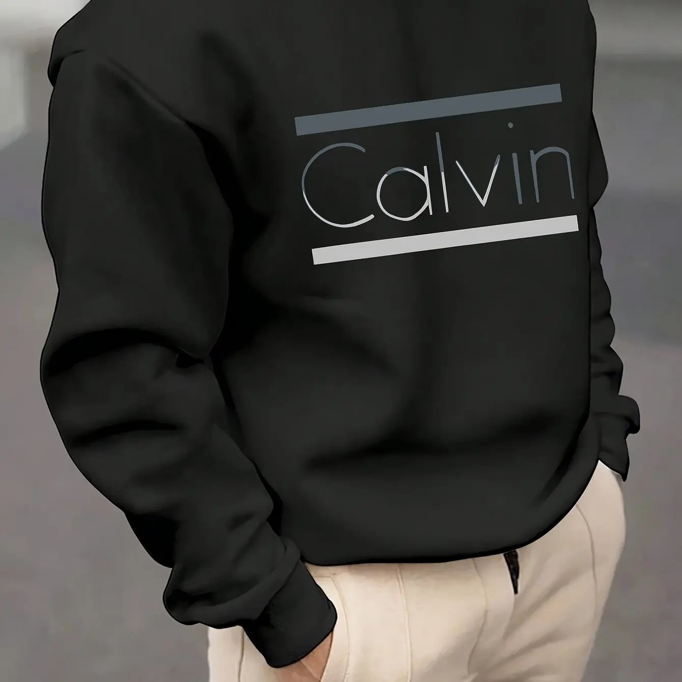 Brown Casual Pullover with "Calvin" Print, Comfortable H-Fit for Outdoor Maximus Echo