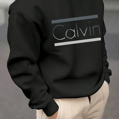 Brown Casual Pullover with "Calvin" Print, Comfortable H-Fit for Outdoor Maximus Echo