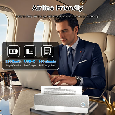 Thermal Printer - Wireless Wireless Printer for Mobile Travel, with 1 Roll Thermal Paper Compatible with Android & IOS, USB, Ideal for Folding, Rolling & Tattoo Paper, Portable - Maximus Echo