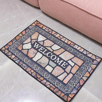 Non-Slip Stone Pattern Welcome Doormat Indoor Outdoor Entrance Carpet Home Decor Floor Mats - Maximus Echo