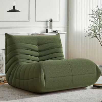 38-Inch Modern Bean Bag Chair - Ergonomic Single Sofa with Vertical Stripes, Green Polyester Fabric, Contemporary Design for Living Room, Bedroom, or Office, Indoor Comfort Furniture - Maximus Echo