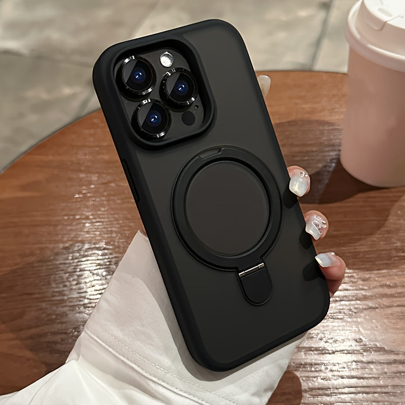 For iPhone 11/12/13/14/15/16 Pro Max Plus, Luxury Magnetic Holder Armor Shockproof Wireless Charging Phone Case - Maximus Echo