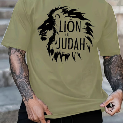 Lion of Judah Graphic T-Shirt - Men'S Red Tee with Bold Black Lion Design - Maximus Echo