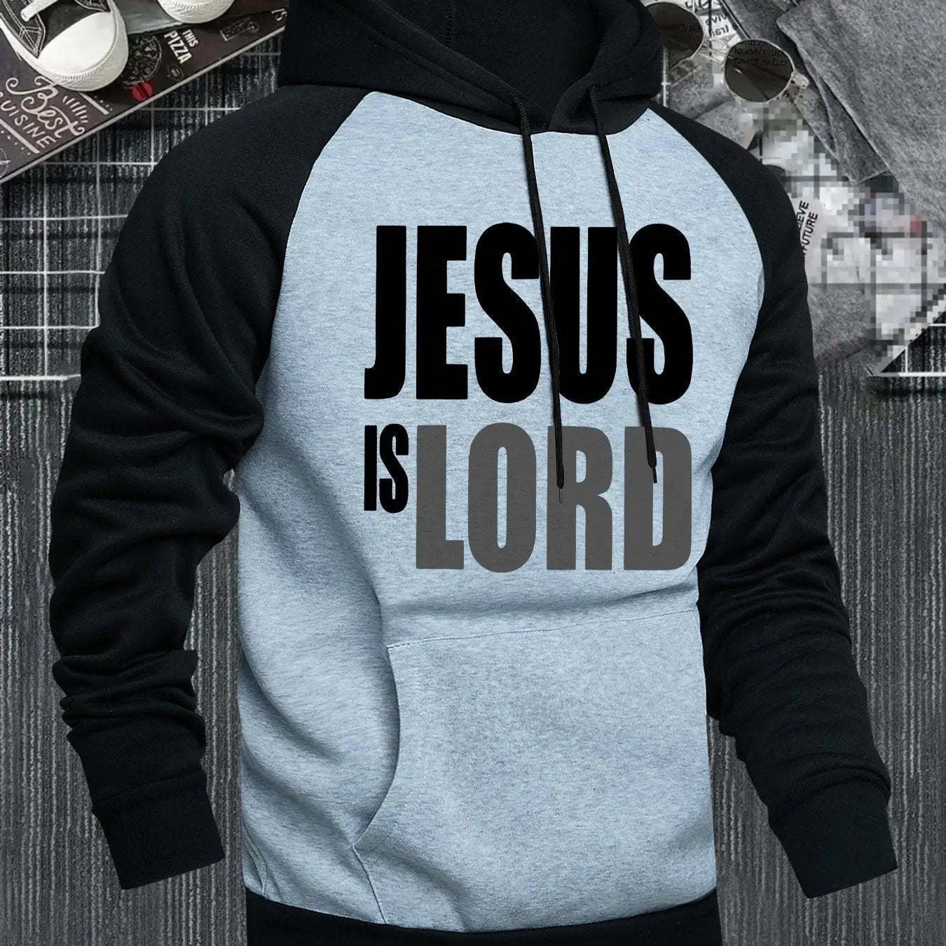 Men's Jesus is Lord Print Hooded Sweatshirt