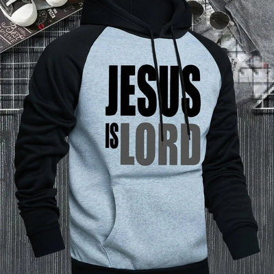 Men's Jesus is Lord Print Hooded Sweatshirt