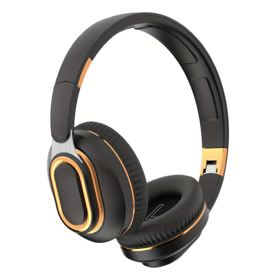 Wireless 5.0 Shock Bass Over-Ear Headphones with Mic | Foldable Soft Padded Design, FM Radio, 3.5mm AUX Cable, SD Card Support for Travel - Maximus Echo