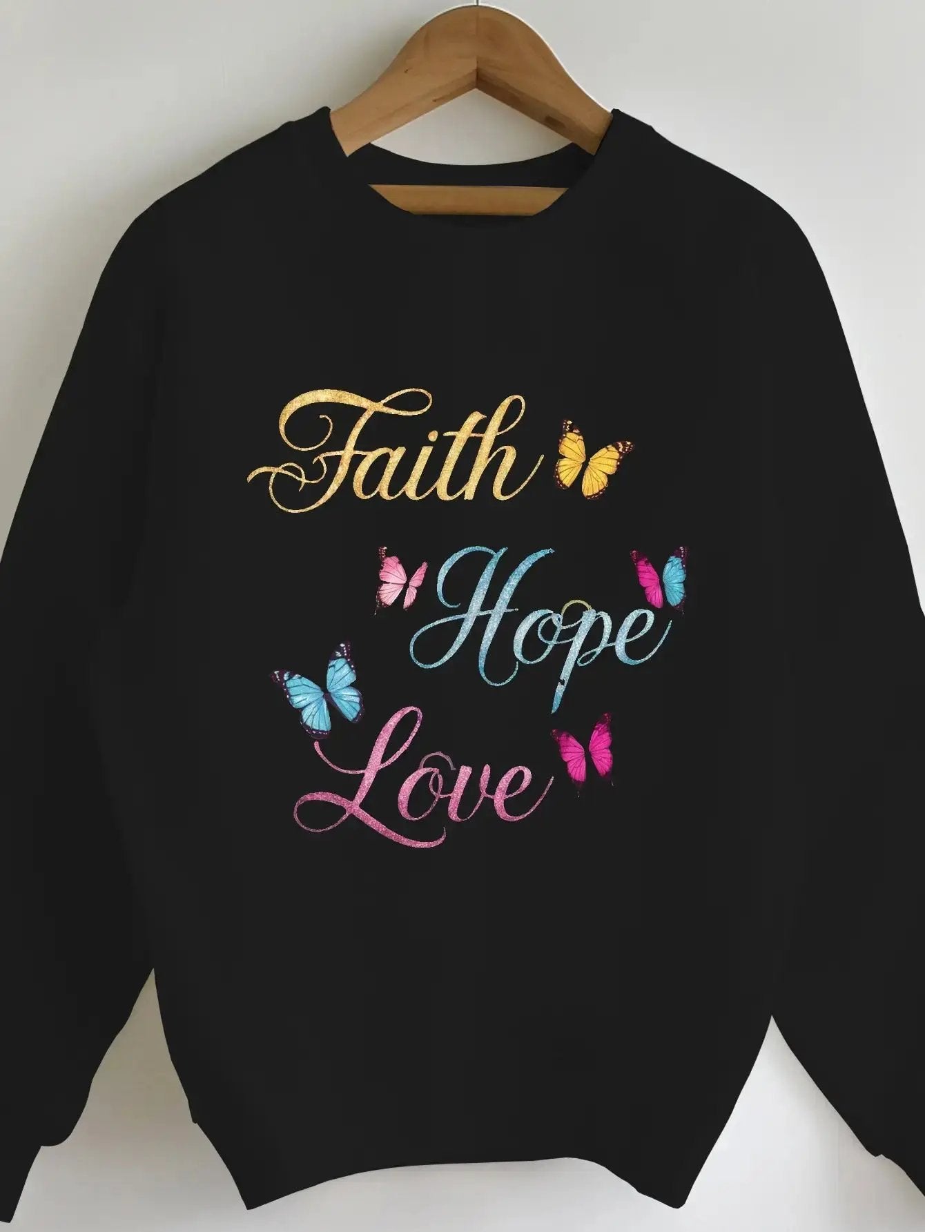 Women'S Faith Love Inspirational Sweatshirt - Long Sleeve Crewneck Maximus Echo