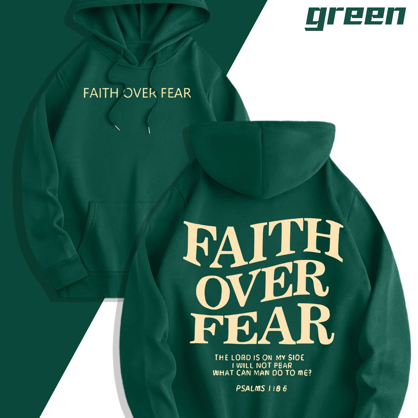 Men'S Sweatshirt - "Faith Over Fear" Inspirational, Relaxed Fit Hoodie - Maximus Echo