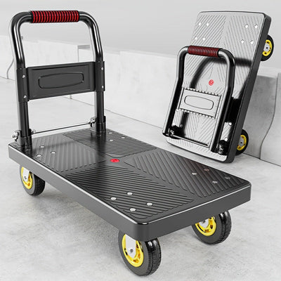 Heavy-Duty Folding Hand Cart - 660 Lbs Capacity, Silent Swivel Wheels, Portable Utility Cart for Home Renovation, Moving Goods - Black and Metallic Gray Maximus Echo