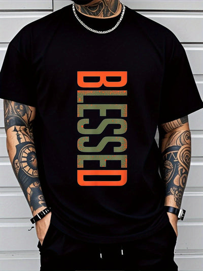 BLESSED 3D Printed Plus Size T-Shirt | Bold Geometric Lettering, Breathable Comfort Fit - Maximus Echo