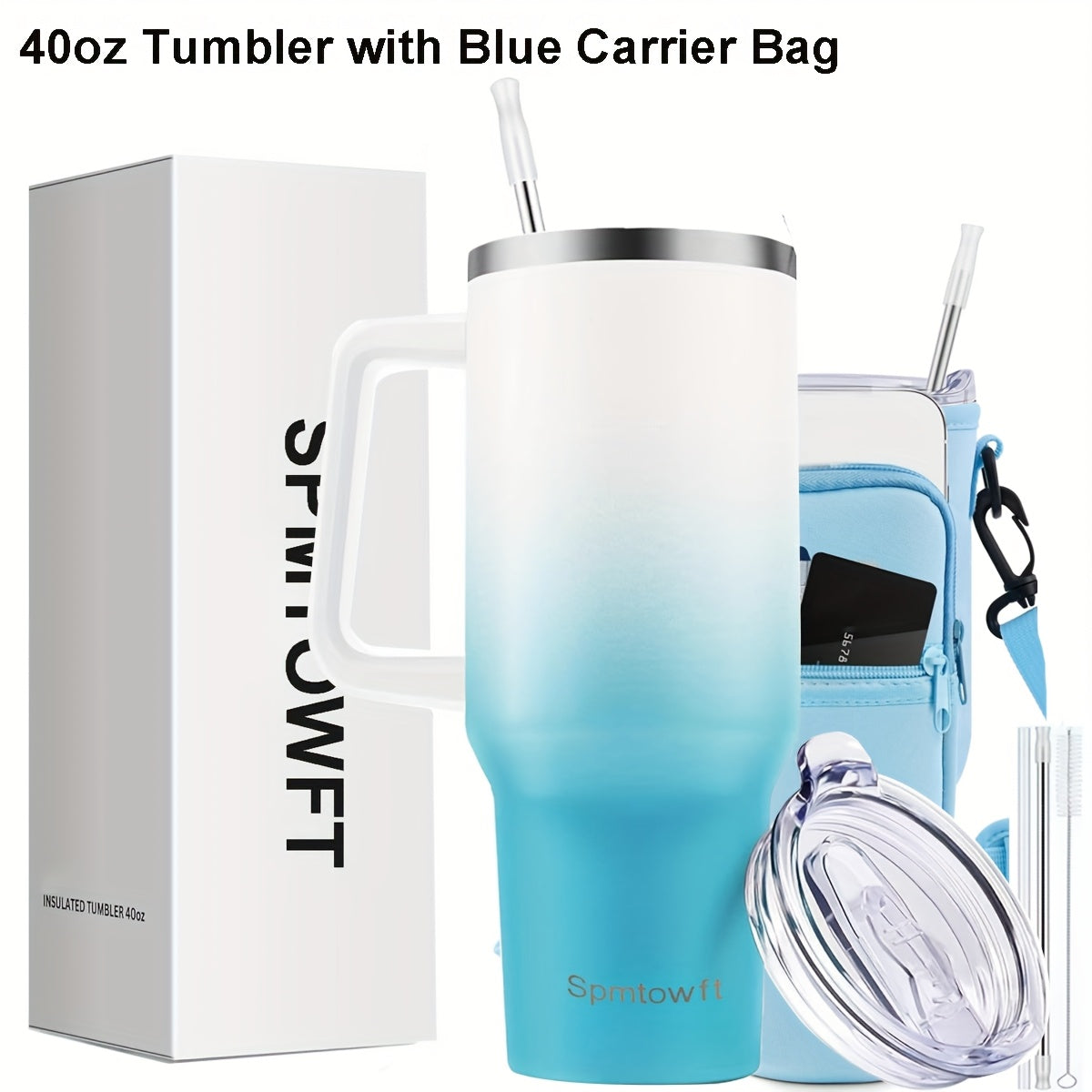 40oz Stainless Steel Tumbler with Handle - Double Vacuum Insulated Travel Mug - Maximus Echo