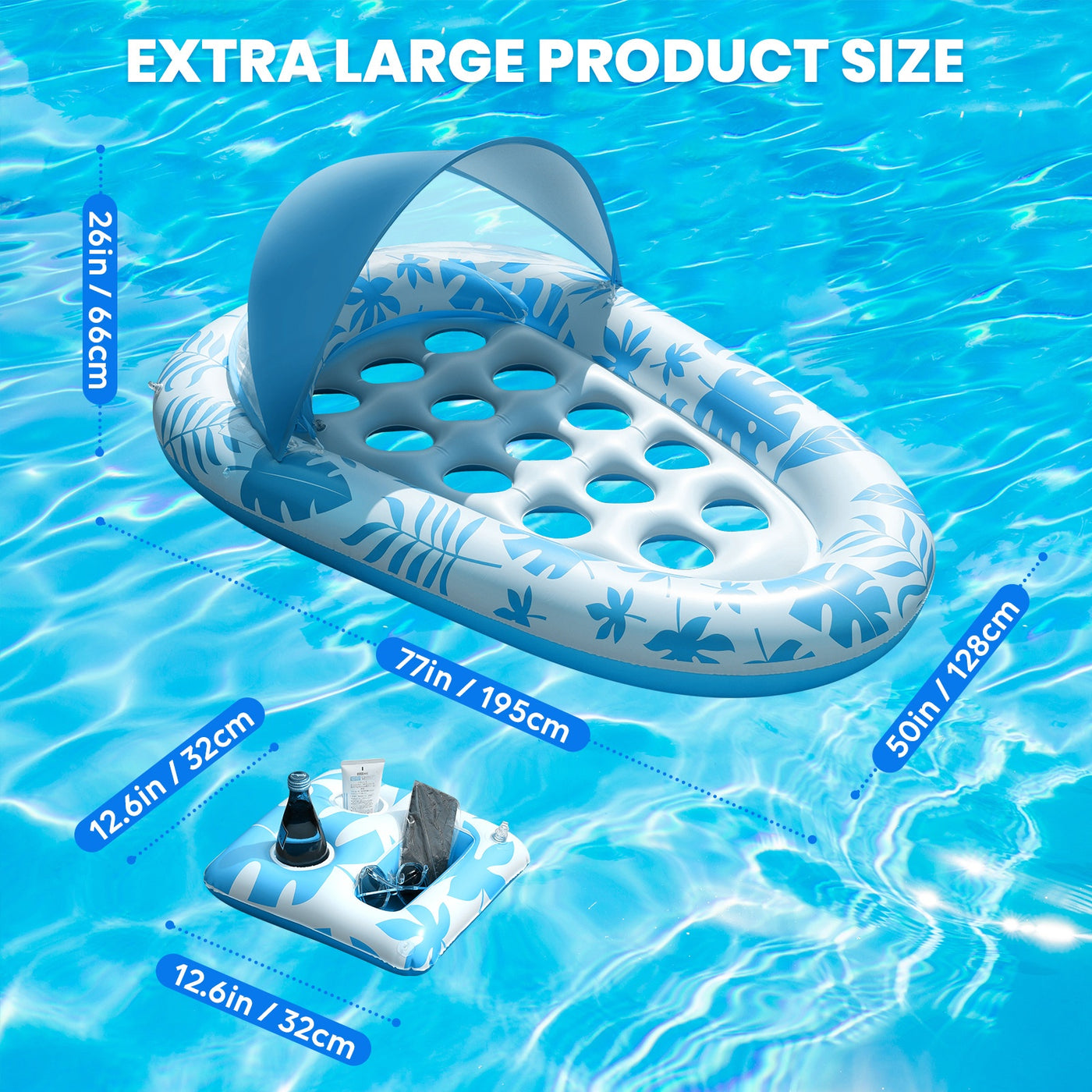 Inflatable Pool Float Adult - Pool Floaties Lounger Floats Raft Floating Chair Water Floaties for Swimming Pool Lake Lounge Float with Cup Holders Beach Pool Party Toys for Adults - Maximus Echo