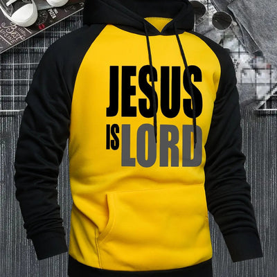 Men's Jesus is Lord Print Hooded Sweatshirt