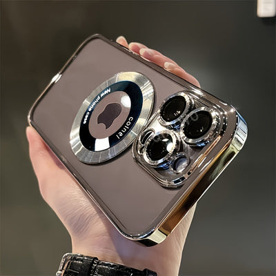 Luxury Phone Case | Transparent Magnetic Electroplated Hollow Logo TPU Shockproof for Iphone 11/12/13/14/15/16 Pro Max Plus - Maximus Echo