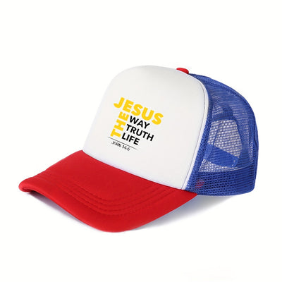 1pc Inspirational Mesh Baseball Cap "Jesus Way, Truth, Life" - Maximus Echo