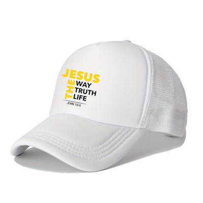 1pc Inspirational Mesh Baseball Cap "Jesus Way, Truth, Life" - Maximus Echo