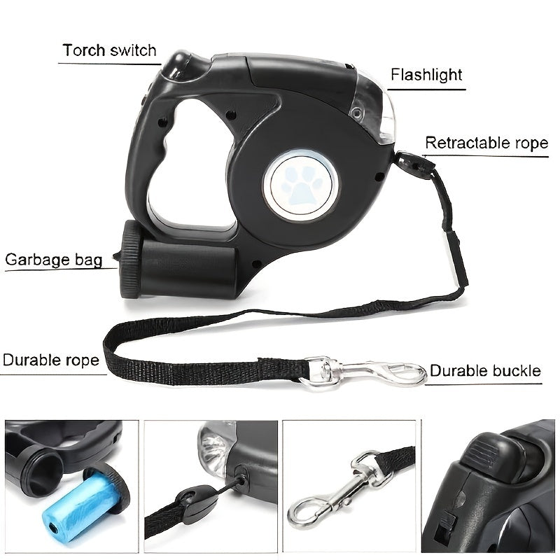 Pet Retractable Leash with a Trash Bin, Dog Leash, Pet Leash, Includes Free Trash Bags. - Maximus Echo