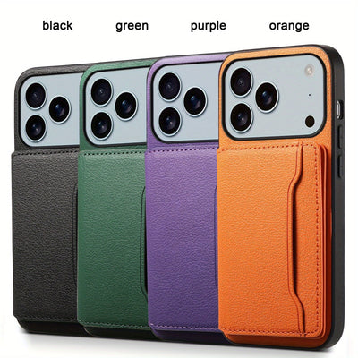 The Denior Phone Case Is Designed for The for iphone 17 Air/Pro/Pro Max Series, Featuring a Lychee Pattern Made of Faux Leather. It Includes Three Card Slots for Holding Credit Cards, ID Cards, Or Cash. This Phone Case Is Ele Maximus Echo