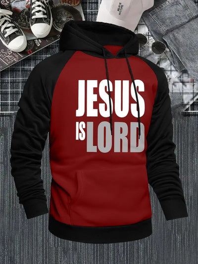 Men's Jesus is Lord Print Hooded Sweatshirt