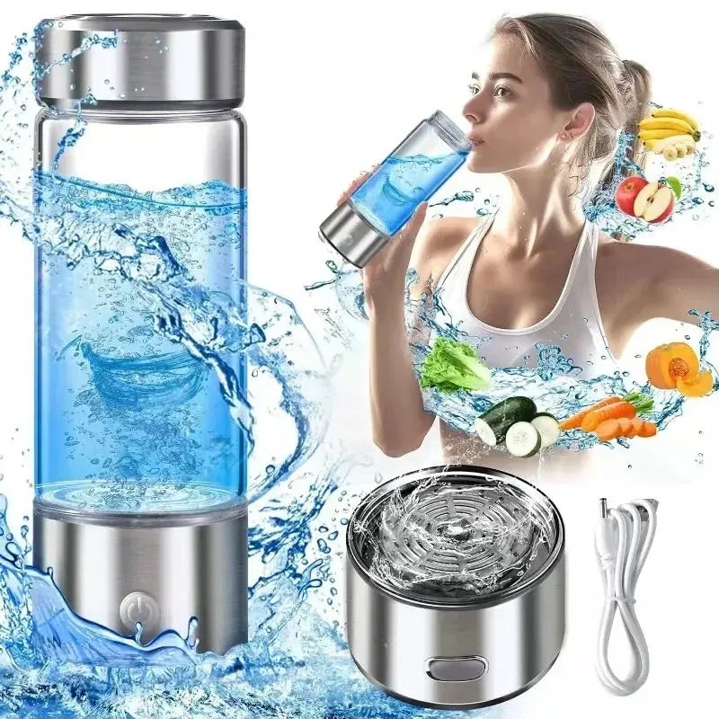 Hydrogen-Rich Water Cup Electric Hydrogen Rich Water Generator Bottle Titanium Quality Filter Portable Antioxidant Lonizer 420ml Maximus Echo