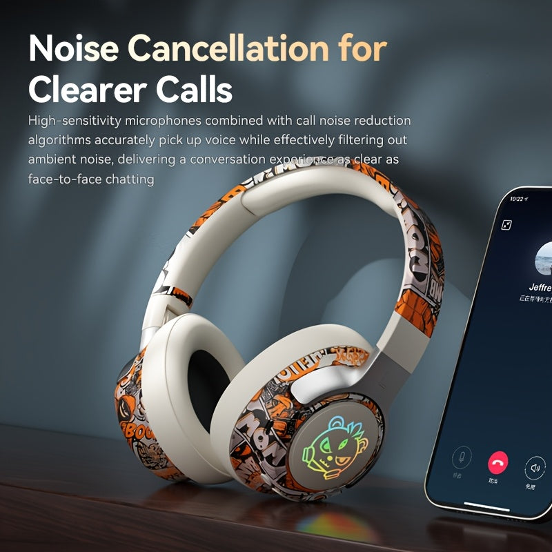 Wireless Gaming Headphones with Wireless 5. 3, 360° Stereo Sound, Lightweight Foldable Design, Noise Cancelling Mic, Type-C Charging & USB-C Cable, Call & Music Clear Voice - Maximus Echo