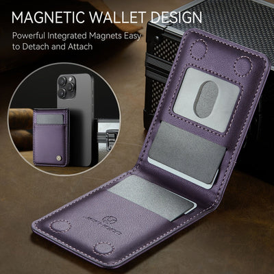 Stylish Magnetic Phone Card Holder - 2-in-1 RFID-Blocking Wallet & Phone Stand, Secure Credit Card Holder with Magnetic Closure, Durable Black Design for Everyday Use Maximus Echo