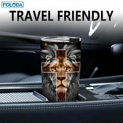 Foloda 20oz Lion-Themed Stainless Steel Tumbler with Lid - Inspirational Design Maximus Echo
