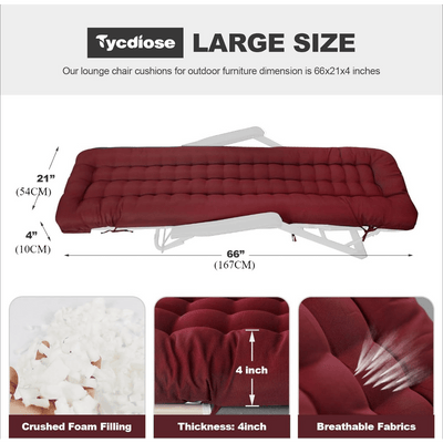 Waterproof Chaise Lounge Chair Cushion, Soft Thickened Indoor Outdoor Maximus Echo