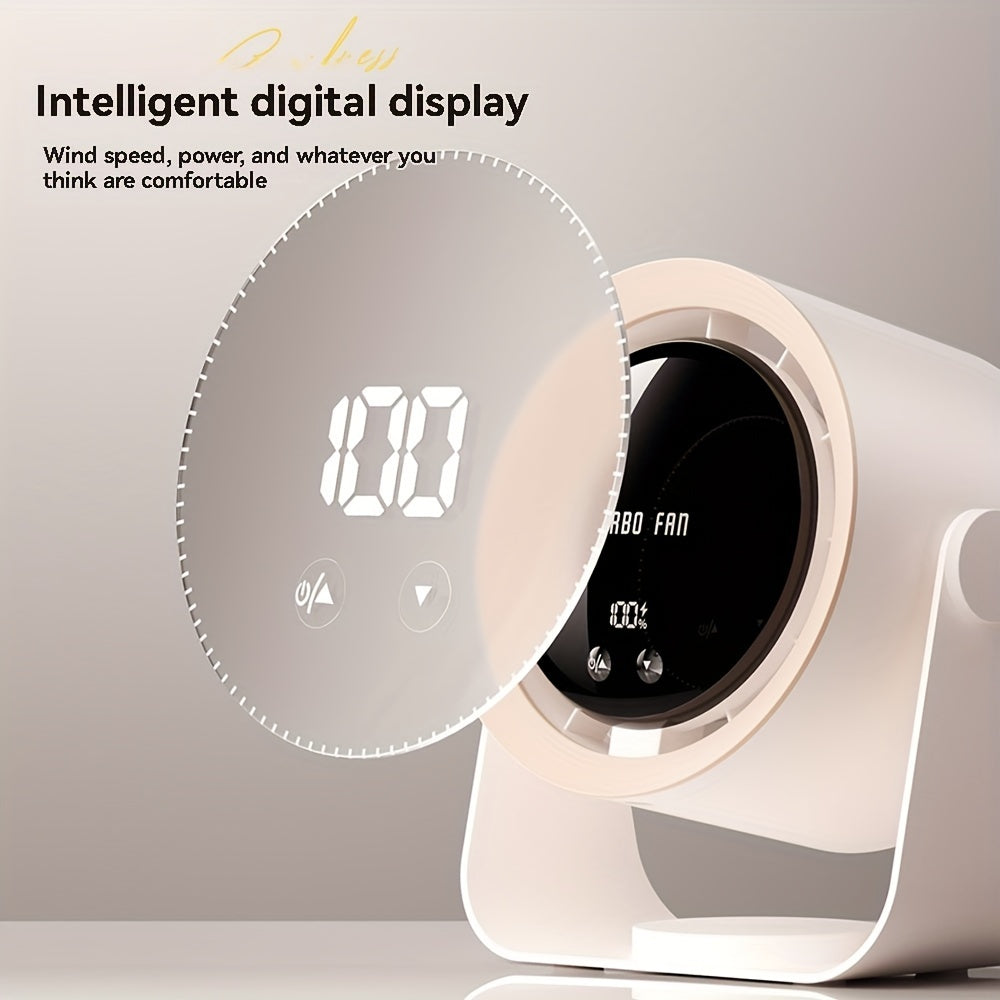 USB Charging Fan with Digital Display, 100-Speed Turbo Powerful Fan, Strong Wind Cooling for Summer Maximus Echo