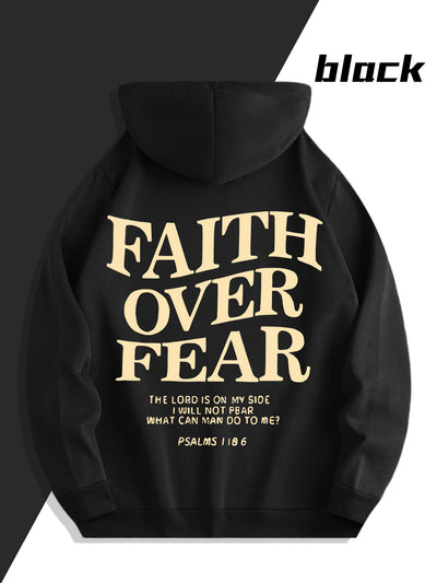 Men'S Sweatshirt - "Faith Over Fear" Inspirational, Relaxed Fit Hoodie - Maximus Echo