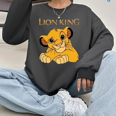 Disney Women's Pink Lion King Simba Graphic Crewneck Sweatshirt Maximus Echo